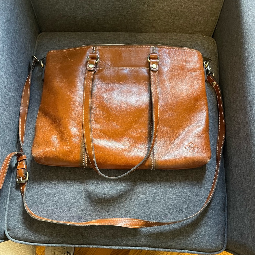 Leather Patricia Nash tote AND small cosmetic bag